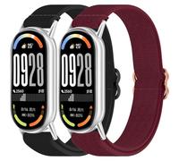 DHWGang 2 Pieces Nylon Straps Compatible with Xiaomi Band 10/9/8, Woven Bracelet for Miband 8/9/10 Accessories, Waterproof, Breathable, Lightweight, Soft, Comfortable, Unisex Sports Wristbands, Black