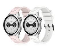 DHWGang 2 Pieces Silicone Wristbands Compatible with Xiaomi Watch S4/S3/S1/S1 Active, Replacement Strap for MiWatch S3, MI Watch S4 Sport Band, 22mm, Pink and White, Modern