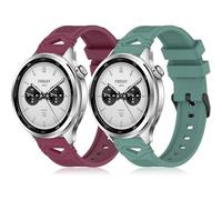 DHWGang 2 Pieces Silicone Wristbands Compatible with Xiaomi Watch S4/S3/S1/S1 Active, Replacement Strap for MiWatch S3, MI Watch S4 Sport Band, 22mm, Wine Red and Green, Modern