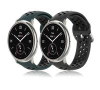 DHWGang 2 Silicone Sport Bands Compatible with Amazfit Active2/Active/GTS4/GTS3/GTS2/GTS Series Replacement Strap 20 mm, Two-Color Design with Breathable Holes, Metal Buckle
