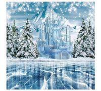 DHXXSC 10X10FT Winter Castle Photography Backdrop Blue Ice Forest Wonderland Backdrops Snow Mountian Pine Tree Baby Shower Kids Birthday Party Supplies Decoration Photo Booth Prop DH-852
