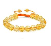 DHYANARSH Natural Citrine Beads Bracelet - Bohemian Metaphysical Holistic Unisex, 7.5 to 8 inch, Gemstone, Agate