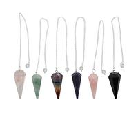 DHYANARSH Natural Gemstone - Pendulum - Set for - reiki healing - holistic - metaphysical -chakra balancing (Pack of 6)