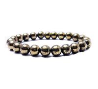 DHYANARSH Pyrite Beads Bracelet - Astronomy Jewelry, AAA Natural Stone Beads 8mm, 8 mm, Gemstone, Agate