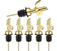 DHYAWUER 6Pcs Stainless Steel Weighted Liquor Bottle Pourers Auto Flip Olive Oil Dispenser Spout (Gold)