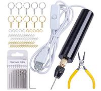 DHYAWUER 74Pcs Electric Resin Drill Sets, with 3-Jaw Clamp-Applicable to A Larger Drilling Range (0-3mm), Keychain Making Kit