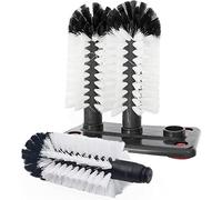 DHYAWUER Water Bottle Cleaning Brush Glass Cup Washer with Suction Base 3 Bristle Brush for Beer Cup, Long Leg Cup