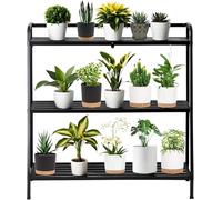 DHYGOTFUR Versatile 3-Tier Stackable Metal Plant Stand, Waterproof and Rust-resistant, Heavy-duty Flower Pot Holder for Indoor/Outdoor Use - Adds Elegance to Garden and Home Decor, Black
