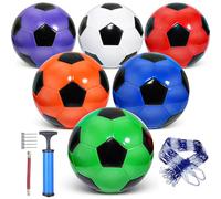 DHYLRICHER 6 Pack Size 4 Footballs with Pump for Training & Matches - Official Size & Weight, Includes Carry Net, Air Pump,Ideal for Youth and Adult Players