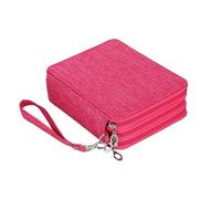 DHYUACN Art Pencil Organizer Bag Large Capacity Lightweight Oxford Cloth Pencil Case 78 Holes Art Supplies Sketch Coloring Pencils Pure Color Four Layers(Rose-red)