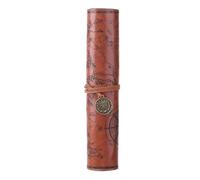 DHYUACN Art Pencil Organizer Bag Retro Luxury PU Leather Pencil Case Treasure Map Creative Design Large Capacity School Office Stationery Supplies Roll Bag(Color2)