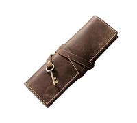 DHYUACN Art Pencil Organizer Bag Vintage Crazy Horse Leather Pencil Roll Case Genuine Pen Holder Multifunctional Up Stationery Organizer for Artist(Color3)