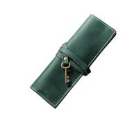 DHYUACN Art Pencil Organizer Bag Vintage Crazy Horse Leather Pencil Roll Case Genuine Pen Holder Multifunctional Up Stationery Organizer for Artist(Color4)