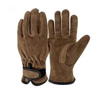 DHYUACN Gardening Glove Garden Work Glove Cowhide Breathable Thorn Proof Ladies Flower Safety Mittens for Weeding Pruning(Brown,XL)