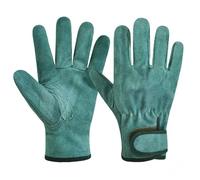 DHYUACN Gardening Glove Garden Work Glove Cowhide Breathable Thorn Proof Ladies Flower Safety Mittens for Weeding Pruning(Blue-green,M)