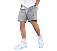 DHYUACN Men Sport Shorts Summer Solid Shorts Men Big Size Elastic Waist Outwear Black Casual Beach Chubby(Grey,1XL)