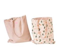 DHYUACN Shopping Bag Wheat Fabric Double-sided Dual-use Shoulder Bags Cotton Linen Pocket Handbag Shopping Bag Female Canvas Cloth Totes(Color 1)