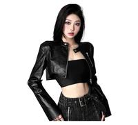 DHYUACN Short Faux Leather Jackets Motorcycle Bomber Jacket | Women Autumn Irregular Motorcycle Jacket PU Coat Waterproof