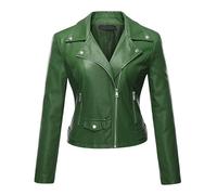DHYUACN Spring and Autumn Pu Material Leather Jacket | Women's Leather Jacket Waterproof Motorcycle Bomber Jacket