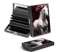 DHYYDSQZ Credit Card Holder Mini RFID Blocking Aluminum Wallet Slim Metal Hard Case, Horse, Credit Card Holder, Minimalist