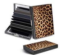 DHYYDSQZ Credit Card Holder Mini RFID Blocking Aluminum Wallet Slim Metal Hard Case, Leopard Print, Credit Card Holder, Minimalist