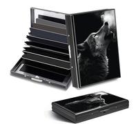 DHYYDSQZ Credit Card Holder Mini RFID Blocking Aluminum Wallet Slim Metal Hard Case, Winter Wolf Howling, Credit Card Holder, Minimalist