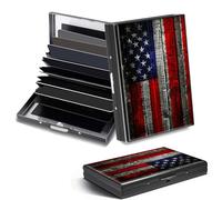 DHYYDSQZ Mini RFID Blocking Aluminum Slim Metal Hard Case Credit Card Holder, flag of usa, Credit Card Holder, Minimalist