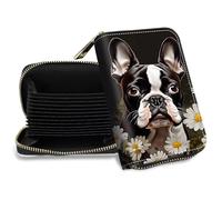 DHYYDSQZ Slim Minimalist Wallet for Men Women Small Credit Card Holder, Boston Terrier Dog, Card Holder with Zipper, Boston Terrier Dog