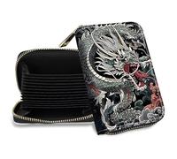 DHYYDSQZ Slim Minimalist Wallet for Men Women Small Credit Card Holder, Chinese Dragons, Card Holder with Zipper, Chinese Dragons