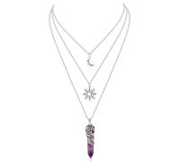 DHZJTSL Gothic Crescent Moon Neckalce for Women, Moon Sun Star Choker Witchy Necklace Goth Witch Emo Grunge Pendant Halloween Christmas Jewelry Gift, Zinc, No Gemstone