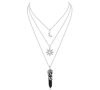 DHZJTSL Gothic Crescent Moon Neckalce for Women, Moon Sun Star Choker Witchy Necklace Goth Witch Emo Grunge Pendant Halloween Christmas Jewelry Gift, Zinc, No Gemstone