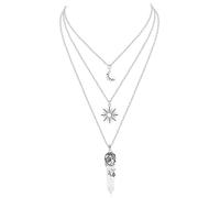 DHZJTSL Gothic Crescent Moon Neckalce for Women, Moon Sun Star Choker Witchy Necklace Goth Witch Emo Grunge Pendant Halloween Christmas Jewelry Gift, Zinc, No Gemstone