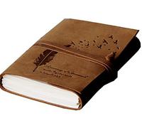 DI-KRAFT Antique A5 Size Unique Leather Journal Embossed Tree Leaf Quote Personal Bound Journal Notepad 200 Pages Brown