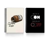 DI - KRAFT Graphic Printed Spiral Notebooks Unruled 120 Pages Journal Diary Wire Bound A5 Size Daily Planners Blank Page Spiral Diary - Set of 2