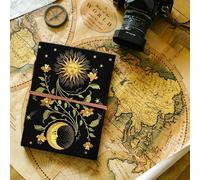 DI-KRAFT Handcrafted A5 120 GSM Premium White Paper Sun & Moon UV Print Diary Leather Journal with Unique UV Print Writing Diary Notebook Unruled Personal Diaries for Men,Women-5x7 (UV-028)