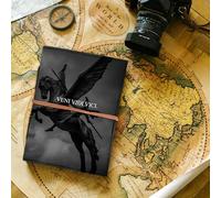 DI-KRAFT Handcrafted A5 120 GSM Premium White Paper Veni Vidi Vici Print Diary Leather Journal with UV Print Writing Diary Notebook Unruled Personal Diaries for Men,Women-5x7 (UV-020)