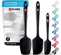 DI ORO® 3-Piece Silicone Spatula Set - 315°C Heat Resistant Non Stick Rubber Kitchen Spatulas for Cooking and Baking - Award-Winning Professional Grade Spatula Set - Best Silicone Utensil Set