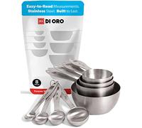 DI ORO® 8-Piece 18/8 Stainless Steel Measuring Cup and Spoon Set - Easy-to-Read Measurements - for Dry and Liquid Ingredients - Great Kitchen Tools for Cooking and Baking - Dishwasher Safe