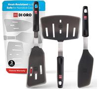 DI ORO® Designer Series Flexible Silicone Turner Spatula Set - 315°C Heat-Resistant Rubber Kitchen Fish Slices - Versatile Silicone Spatulas - BPA Free, FDA Approved, and LFGB Certified (3 Piece Set)