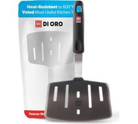 DI ORO Designer Series Wide Slotted Turner Spatula - Features 600F Heat-Resistant No-Melt Rubber Spatula Handle and Blade - Silicone for Cooking or Baking - Dishwasher Safe