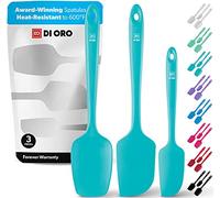 DI ORO Seamless Series 3 Piece Silicone Spatula Set - 600°F Heat Resistant Non Stick Rubber Kitchen Scraper Spatulas for Cooking, Baking, and Mixing - BPA Free and LFGB Certified Silicone (Teal)