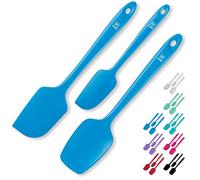 DI ORO Seamless Series 3 Piece Silicone Spatula Set - 600°F Heat Resistant Non Stick Rubber Kitchen Scraper Spatulas for Cooking, Baking, and Mixing - BPA Free and LFGB Certified Silicone (Blue)