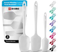 DI ORO Seamless Series 3 Piece Silicone Spatula Set - 600°F Heat Resistant Non Stick Rubber Kitchen Scraper Spatulas for Cooking, Baking, and Mixing - BPA Free and LFGB Certified Silicone (Stone)