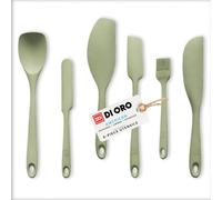 DI ORO Seamless Series 6-Piece Silicone Spatula Set (Sage Green)