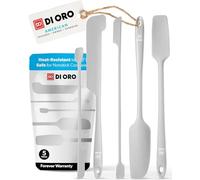 DI ORO Silicone Jar Spatulas for Scraping - Rubber Spatulas Silicone Heat Resistant - Kitchen Spatulas Nonstick Cookware Safe - Silicone Utensil Set for Blenders, Mixing, Baking, & Makeup (5pc, Stone)