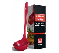 DI ORO® Silicone Kitchen Soup Ladle - 315°C Heat-Resistant Serving and Rubber Cooking Spoon - Maximum Bowl Capacity - Dishwasher Safe with a Heavy-Duty Stainless-Steel Core (Red)