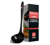 DI ORO® Silicone Kitchen Soup Ladle - 315°C Heat-Resistant Serving and Rubber Cooking Spoon - Maximum Bowl Capacity - Dishwasher Safe with a Heavy-Duty Stainless-Steel Core (Black)