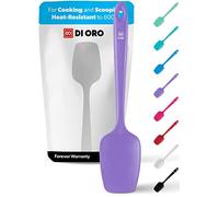 DI ORO Silicone Spoonula - Spoon Spatula, 600F Heat Resistant, Lavender | Large scraper head reaches jars and bowls; Won't scratch nonstick pots and pans; BPA-free and dishwasher safe