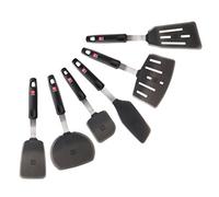 DI ORO Silicone Turner Spatula Set - 600F Heat Resistant, 6-Pc Black | Flexible flippers for eggs, pancakes, and crepes; Won't scratch nonstick pots and pans; BPA-free and dishwasher safe