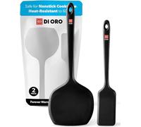 DI ORO Spatulas for Cooking - Silicone Spatulas for Cooking Heat-Resistant up to 315° - Fish Slice for Non Stick Pans BPA Free - Sturdy Kitchen Turner Spatulas for Pancakes & Eggs (2pc, Black)